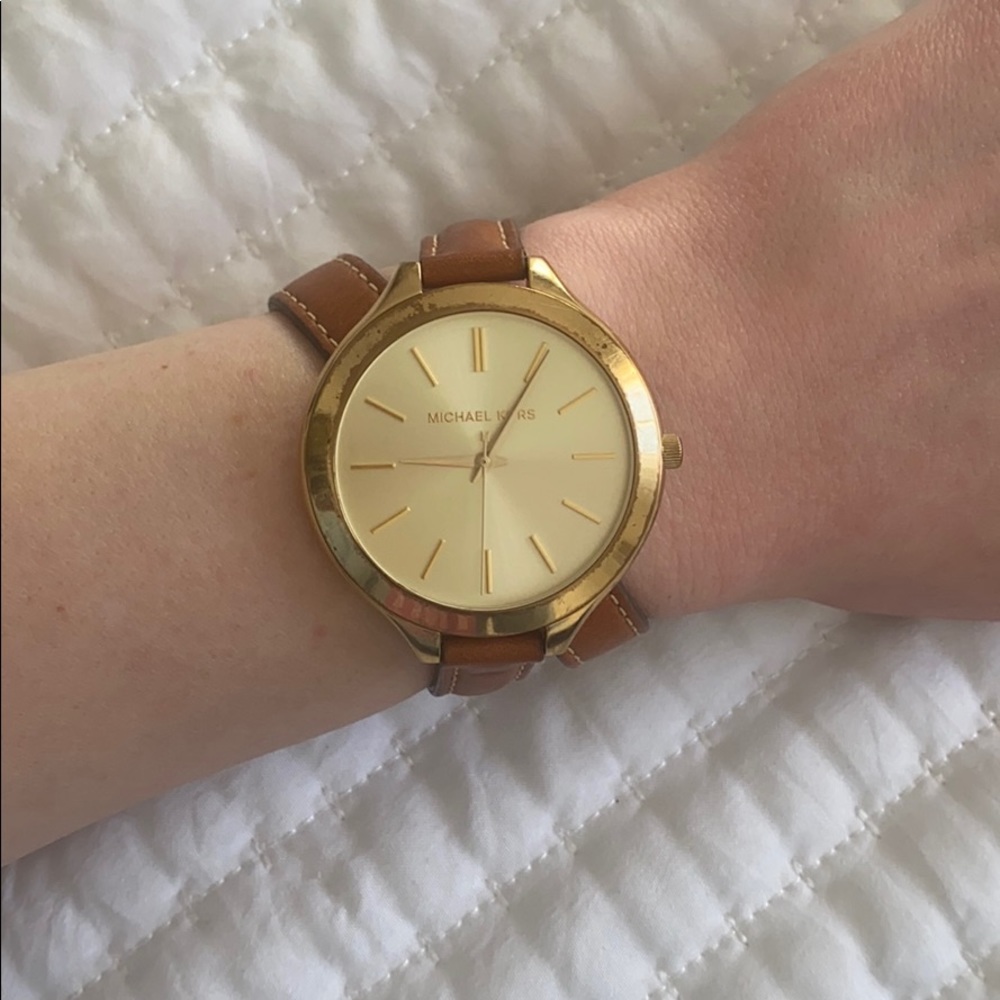 Michael Kors Runway Brown Leather Wrap Watch